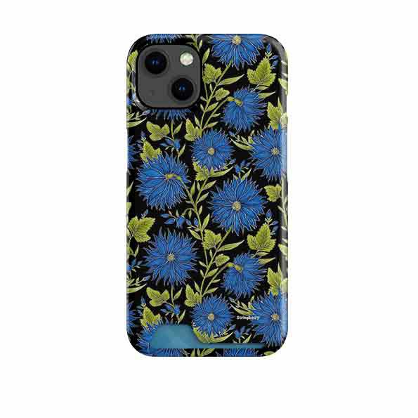 Blue Flowers Black Case And Card By Catherine Rowe Case + Card