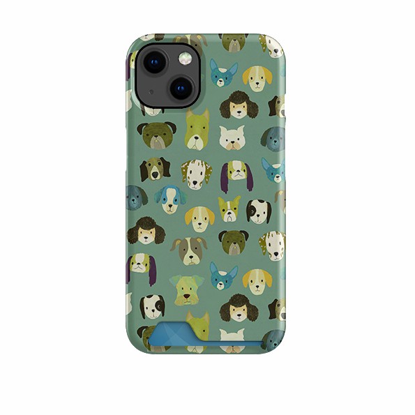 Dog Heads Green By Katherine Quinn Case And Card Case Case + Card