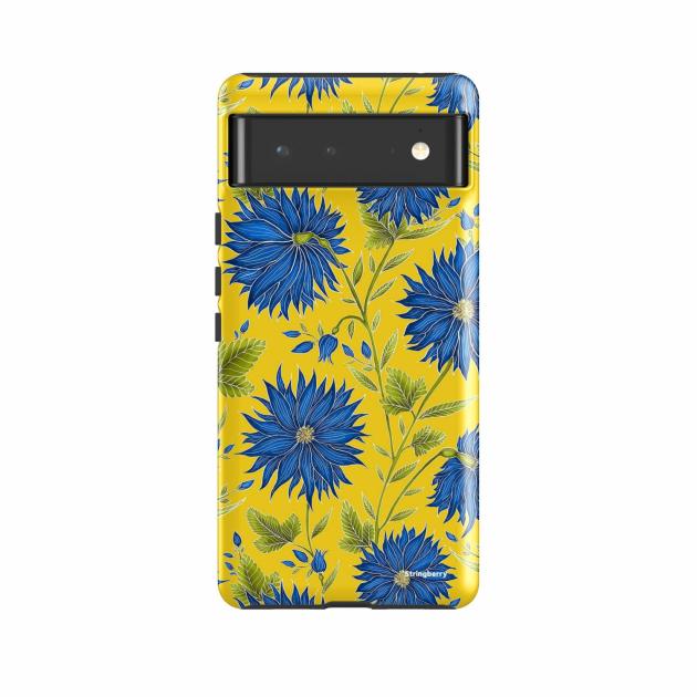 Google Tough Case – Google Pixel Case Blue Flowers Yellow By Catherine Rowe Google Cases