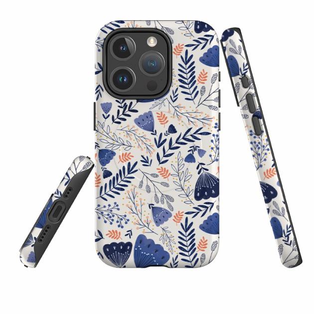 Iphone Magsafe Tough Case – Blue Floral By Jade Mosinski Iphone Cases