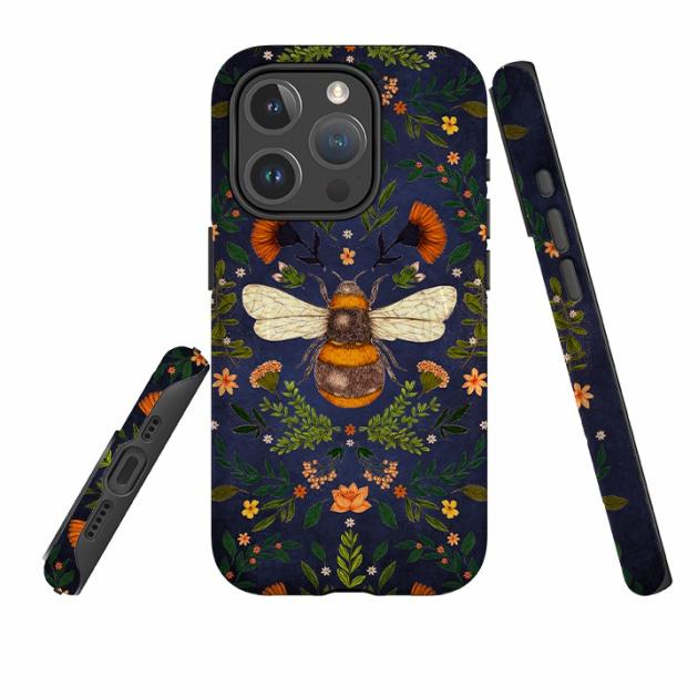 Iphone Magsafe Tough Case – Botanical Bee Blue By Jade Mosinski Iphone Cases