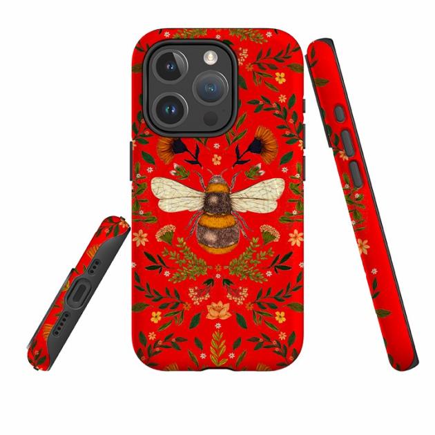 Iphone Magsafe Tough Case – Botanical Bee Red By Jade Mosinski Iphone Cases