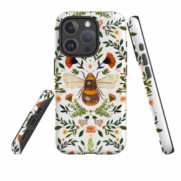 Iphone Magsafe Tough Case – Botanical Bee White By Jade Mosinski Iphone Cases