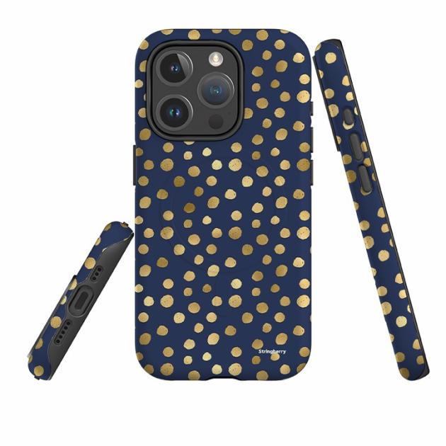 Iphone Magsafe Tough Case – Navy Polka Iphone Cases