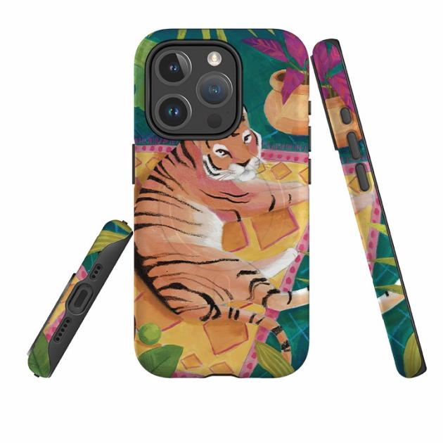 Iphone Magsafe Tough Case – Tiger In Palms By Bex Parkin Iphone Cases