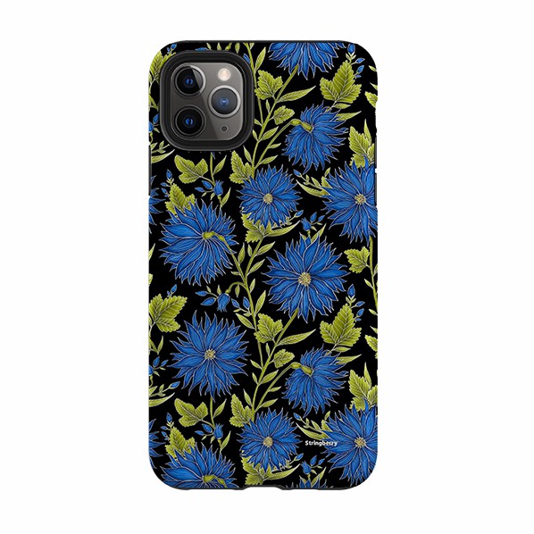 Iphone Tough Case – Blue Flowers Black By Catherine Rowe Iphone Cases