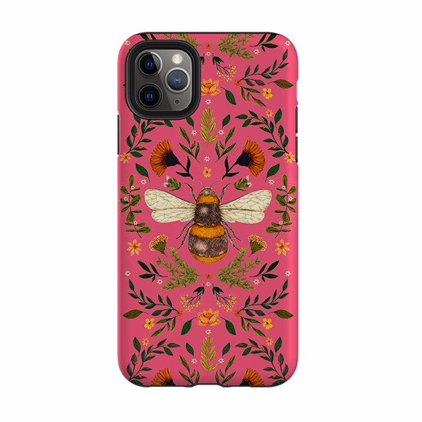 Iphone Tough Case – Botanical Bee Peach By Jade Mosinski Iphone Cases