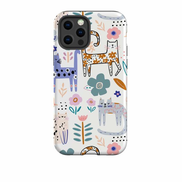 Iphone Tough Case – Floral Cats Iphone Cases