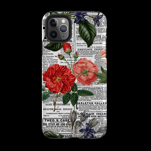 Iphone Tough Case – Floral Newsprint Iphone Cases