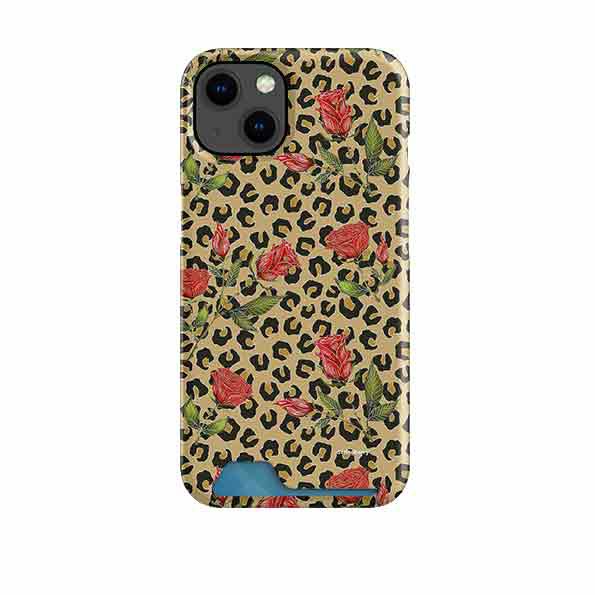 Leopard Print Rose Pattern Case And Card By Catherine Rowe Case + Card