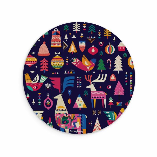 Scandi Xmas Blue Vegan Leather Mouse Mat Lifestyle & Travel