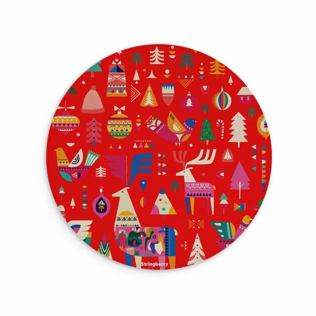 Scandi Xmas Red Vegan Leather Mouse Mat Lifestyle & Travel