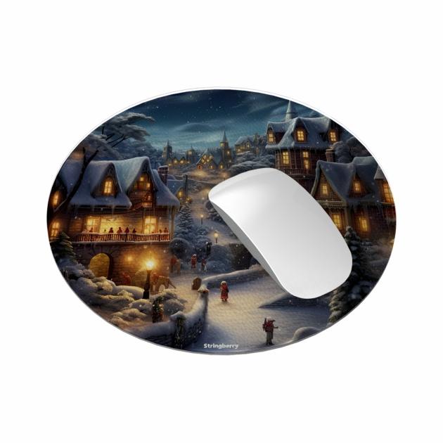 Scandinavian Winter Night Vegan Leather Mouse Mat Lifestyle & Travel