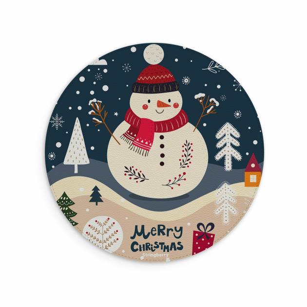 Snowman For Xmas Vegan Leather Mouse Mat Lifestyle & Travel