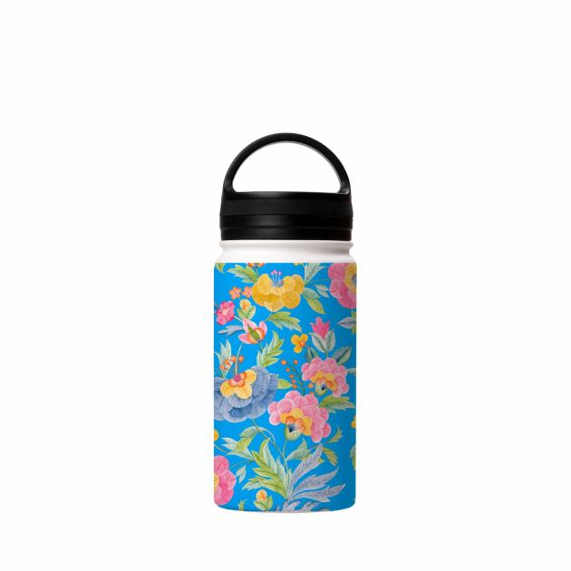 Summer Blossom Light Blue Insulated Stainless Steel Water Bottle Around The House