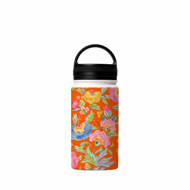 Summer Blossom Orange Insulated Stainless Steel Water Bottle Around The House