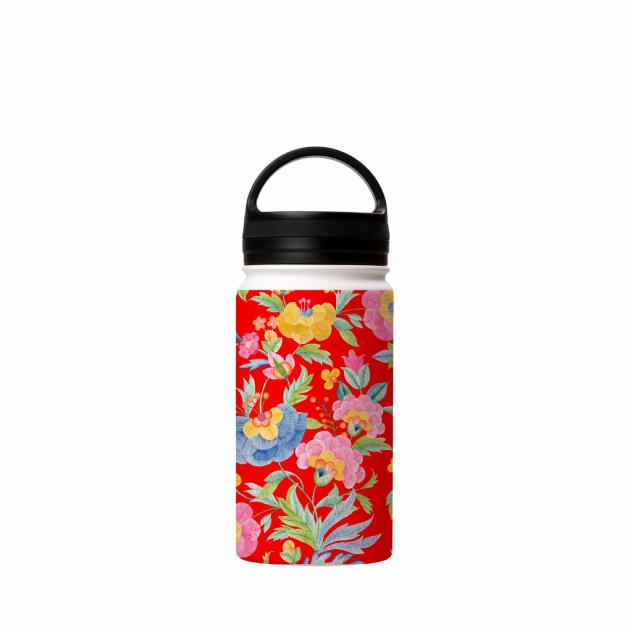 Summer Blossom Red Insulated Stainless Steel Water Bottle Around The House