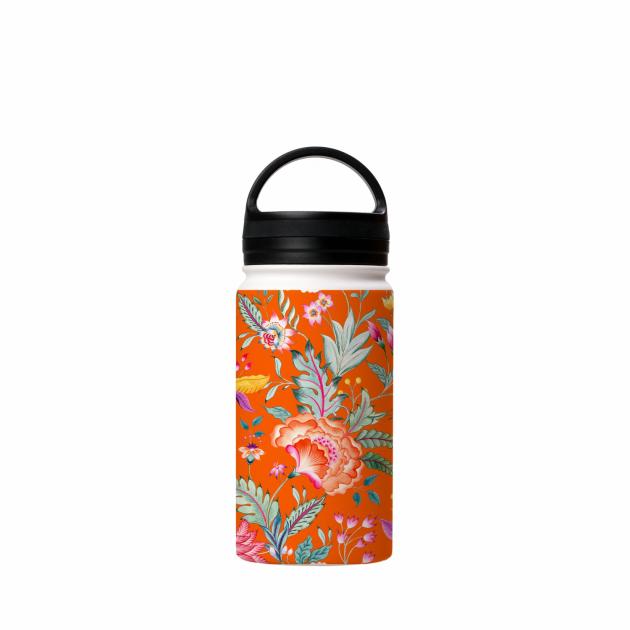 Vale Floral Orange Insulated Stainless Steel Water Bottle Around The House