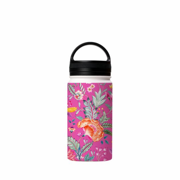 Vale Floral Pink Insulated Stainless Steel Water Bottle Around The House