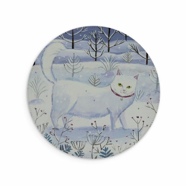 White Cat Mouse Mat By Mary Stubberfield Lifestyle & Travel