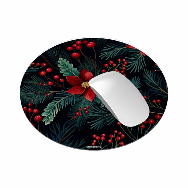 Red Berries Ii Vegan Leather Mouse Mat