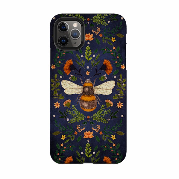 Iphone Tough Case – Botanical Bee Blue By Jade Mosinski Iphone Cases