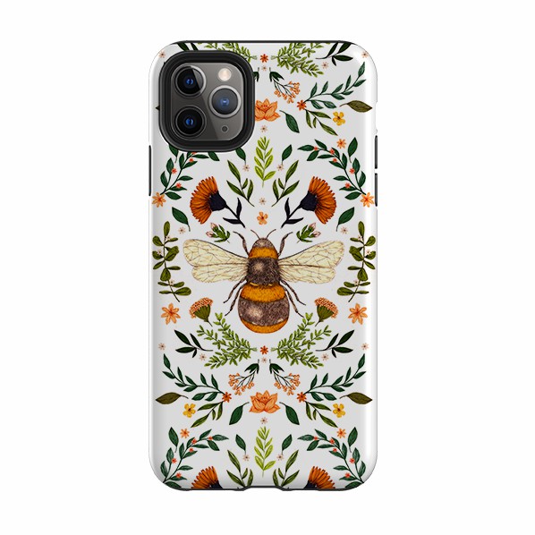 Iphone Tough Case – Botanical Bee White By Jade Mosinski Iphone Cases