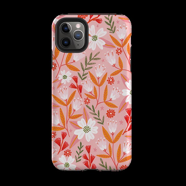 Iphone Tough Case – Pink And Orange Florals By Lee Foster Wilson Iphone Cases