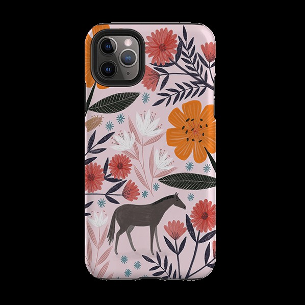 Iphone Tough Case – Pink Horse Floral By Lee Foster Wilson Iphone Cases