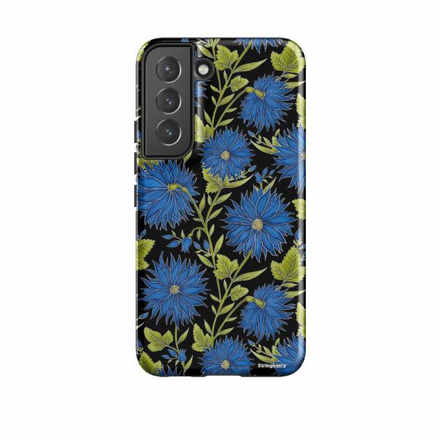 Samsung Tough Case – Blue Flowers Black By Catherine Rowe Phone Cases