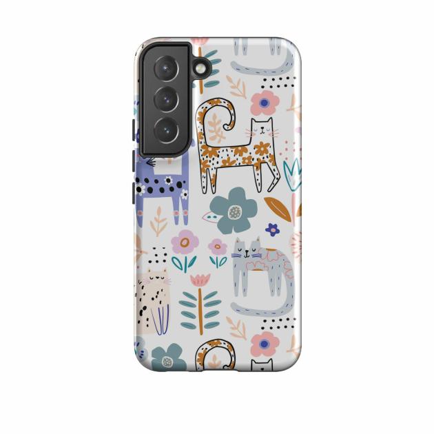 Samsung Tough Case – Floral Cats Phone Cases